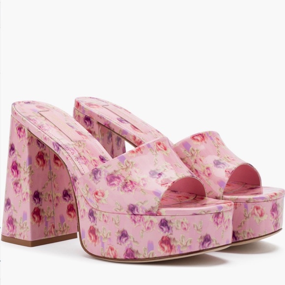 Larroude Shoes - Larroude x LoveShackFancy Pink Floral Platform Sandals